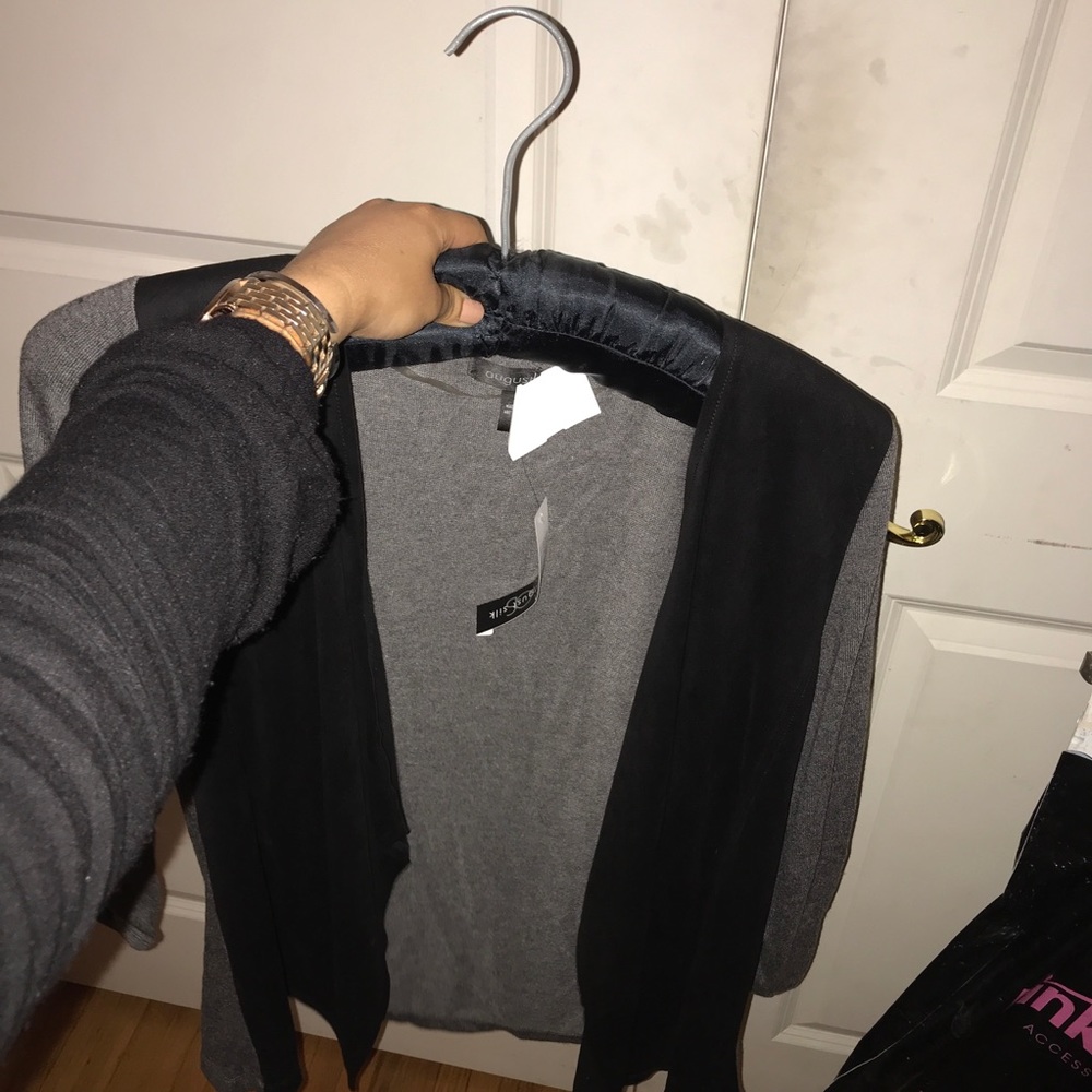 Suede-knit mixed media jacket